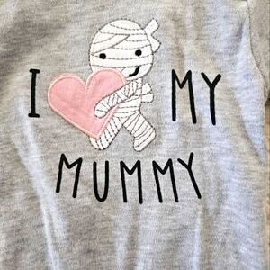 Baby by bon bebe "I love my mummy" grey longsleeve outfit with snaps size 6-9mos